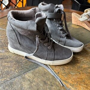 Gray High-Top Wedge Women's Sneakers